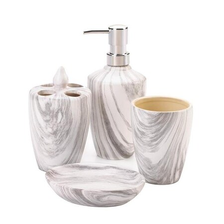 Accent Plus Accent Plus 10018749 Marble Printed Bath Accessory Set 10018749